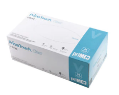 PRIMATOUCH 65006 Clear Vinyl Exam Gloves, Small, box of 150